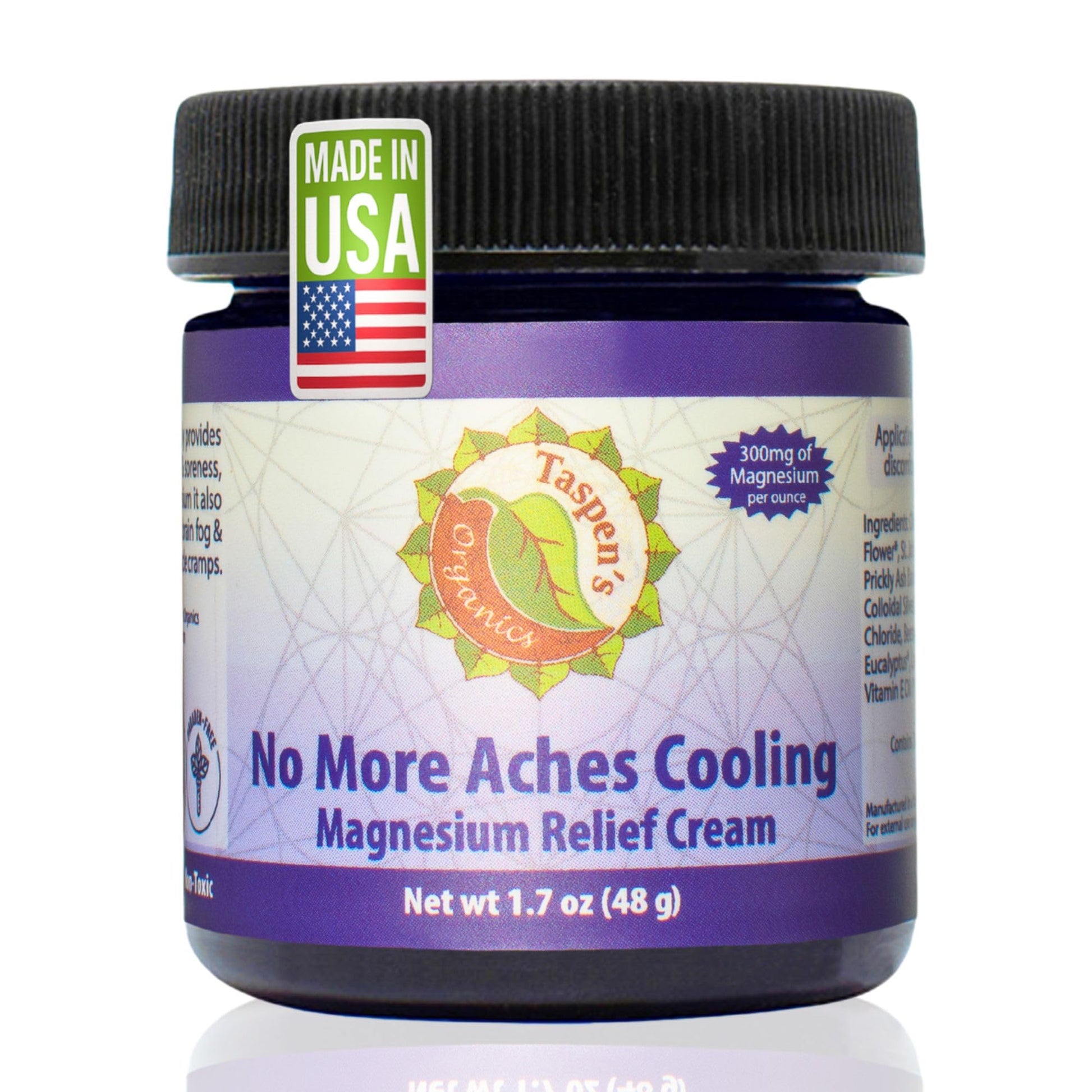 Taspen’s Organics Magnesium No More Aches Cooling Cream – Topical Magnesium Cream for Muscle Relief, Sore Muscles & Post-Workout Recovery with Arnica, Herbs & Essential Oils - Maple Wellness Supplements