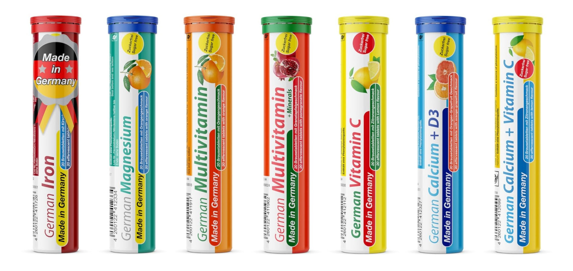 T&D German Vitamin, Minerals - 140 Vegan/Vegetarian Drink Effervescent Tablets - Mixed Fruit Flavor Box - Made in Germany - Maple Wellness Supplements