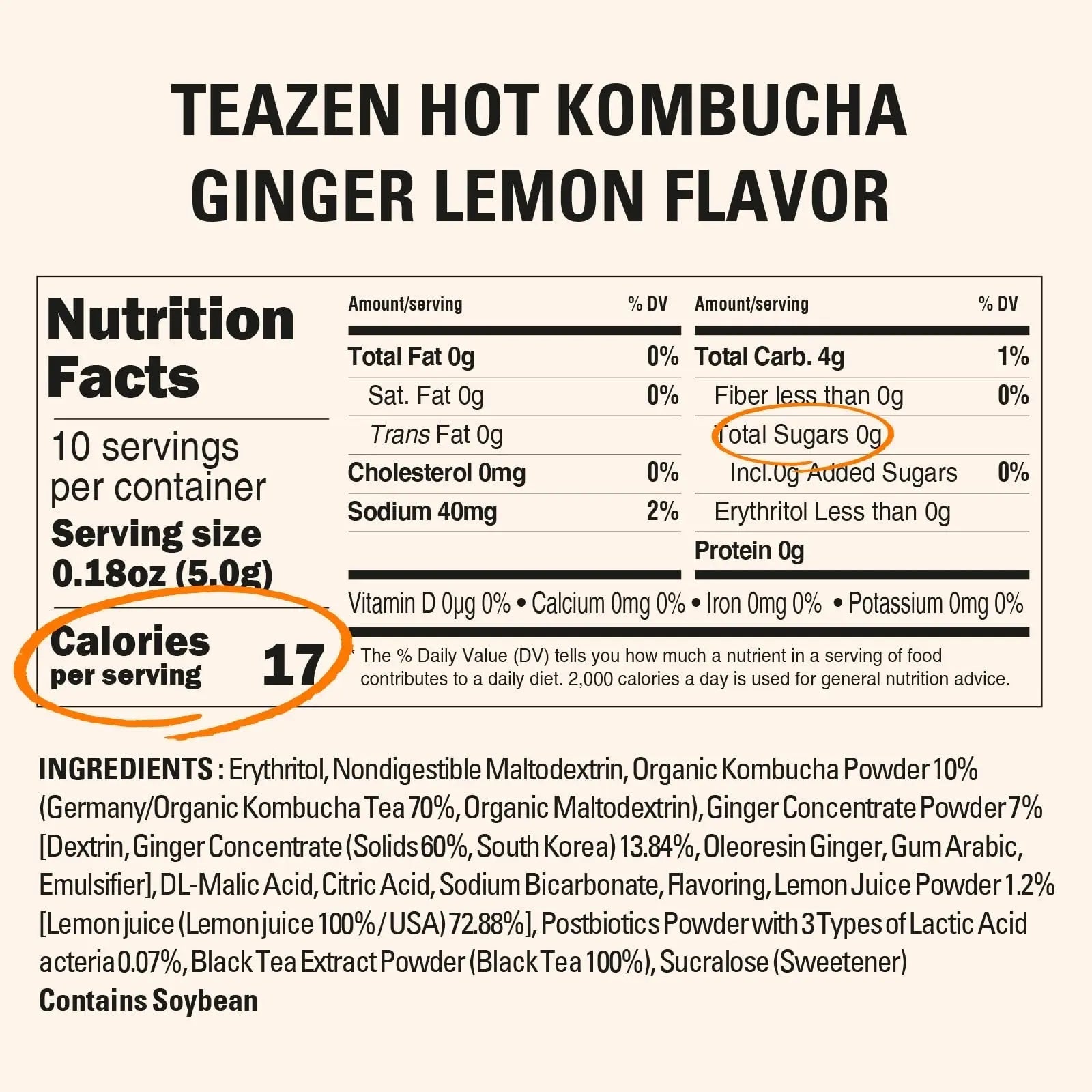 TEAZEN Lemon Ginger Hot Kombucha Tea, Live Probiotics & Postbiotics, Relaxation and Warmth for Colds and Sore Throat, Hydration Drink Mix, Sugar Free, 30 Sticks, 5.29oz - Maple Wellness Supplements