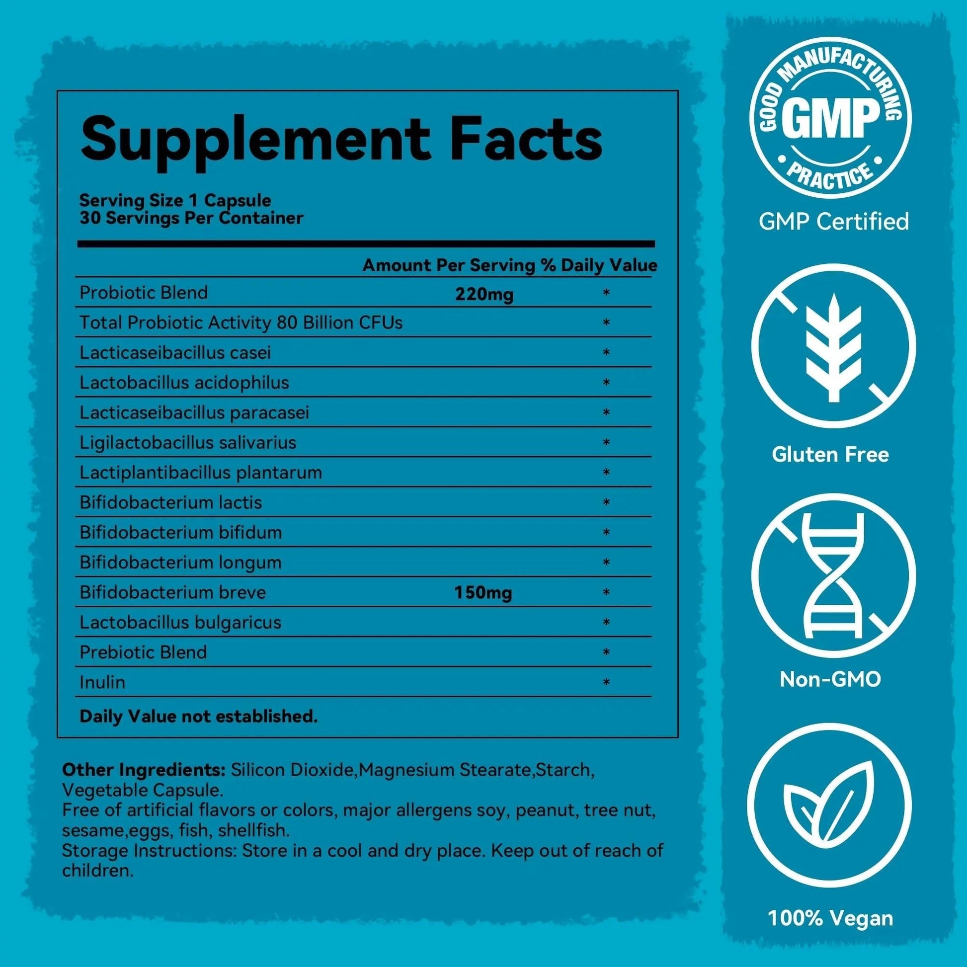 Teelne Probiotics 80 Billion CFU - 10 strains, Prebiotic+ Probiotics Support Digestive & Gut Health, Bloating & Constipation Relief, 30 Capsules (30-Day Supply) - Maple Wellness Supplements