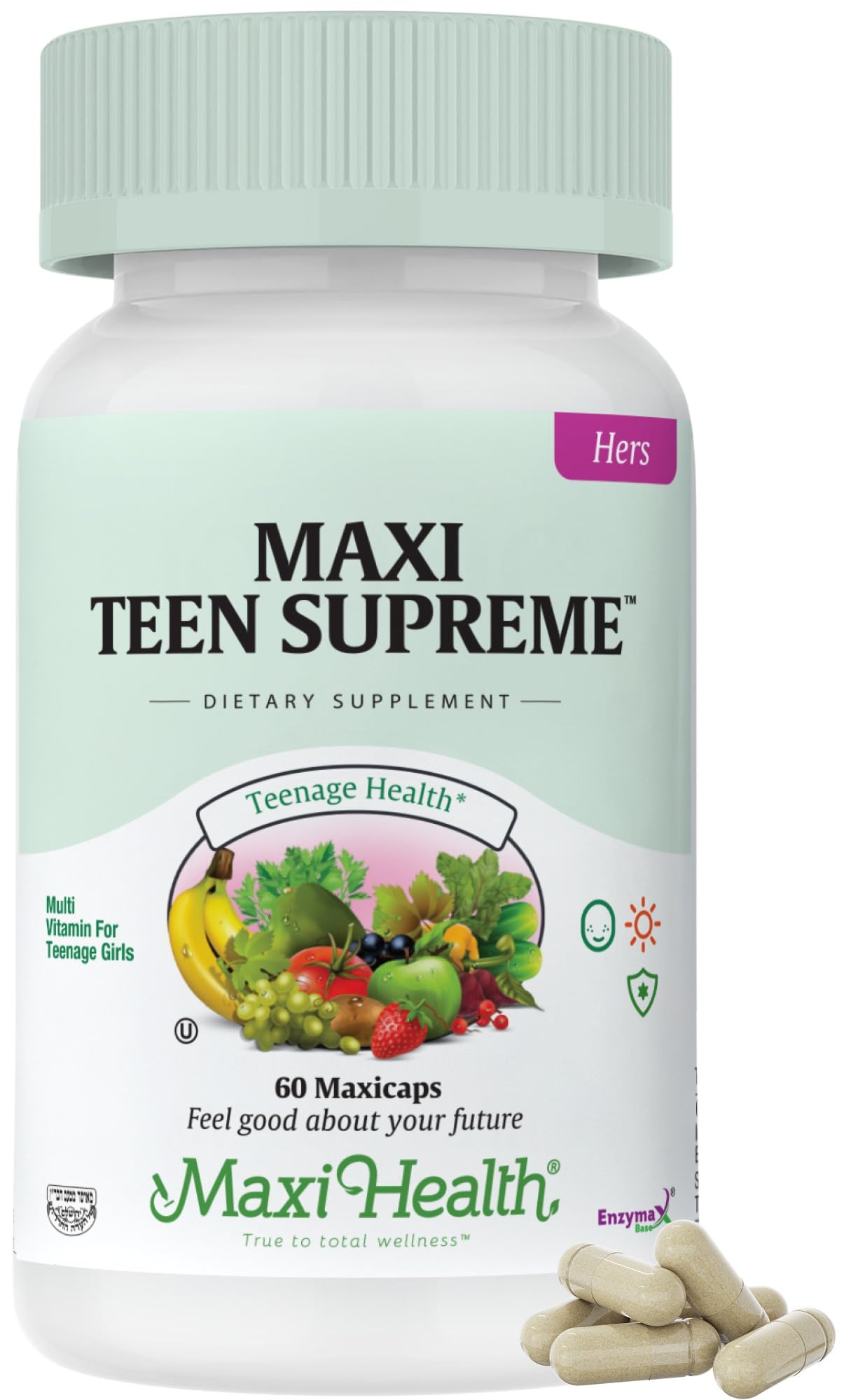 Teen Vitamins for Girls 12-17 - Teen Multivitamin Supreme with D3, Iron, Calcium, Biotin, Digestive Enzymes – Teenager Girl Multi Vitamins for Energy, - Maple Wellness Supplements