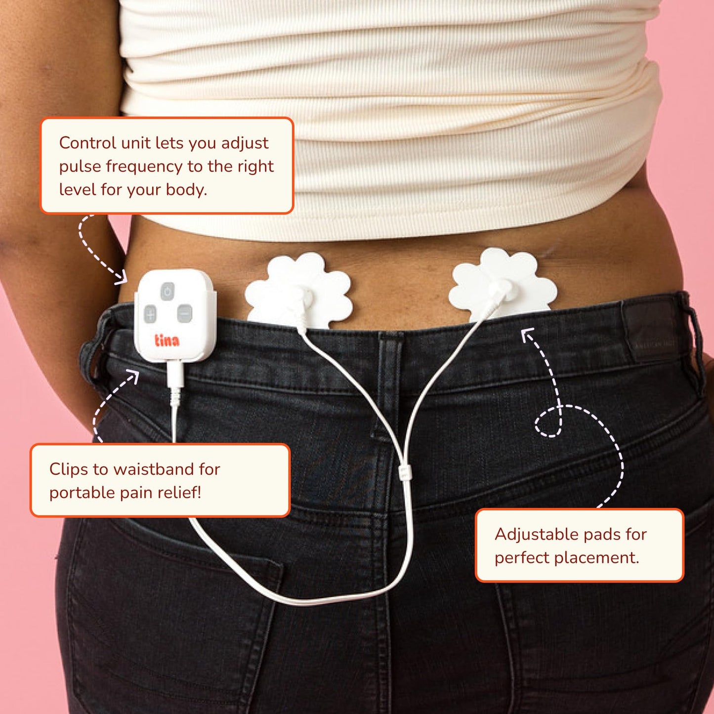 Tensie | Portable Period Pain Relief Device | 30 Gentle, Adjustable Levels for Drug-Free Menstrual Cramp or Lower Back Pain Relief | 10-Hour Battery Life, Rechargeable | Instant Period Cramp Relief - Maple Wellness Supplements