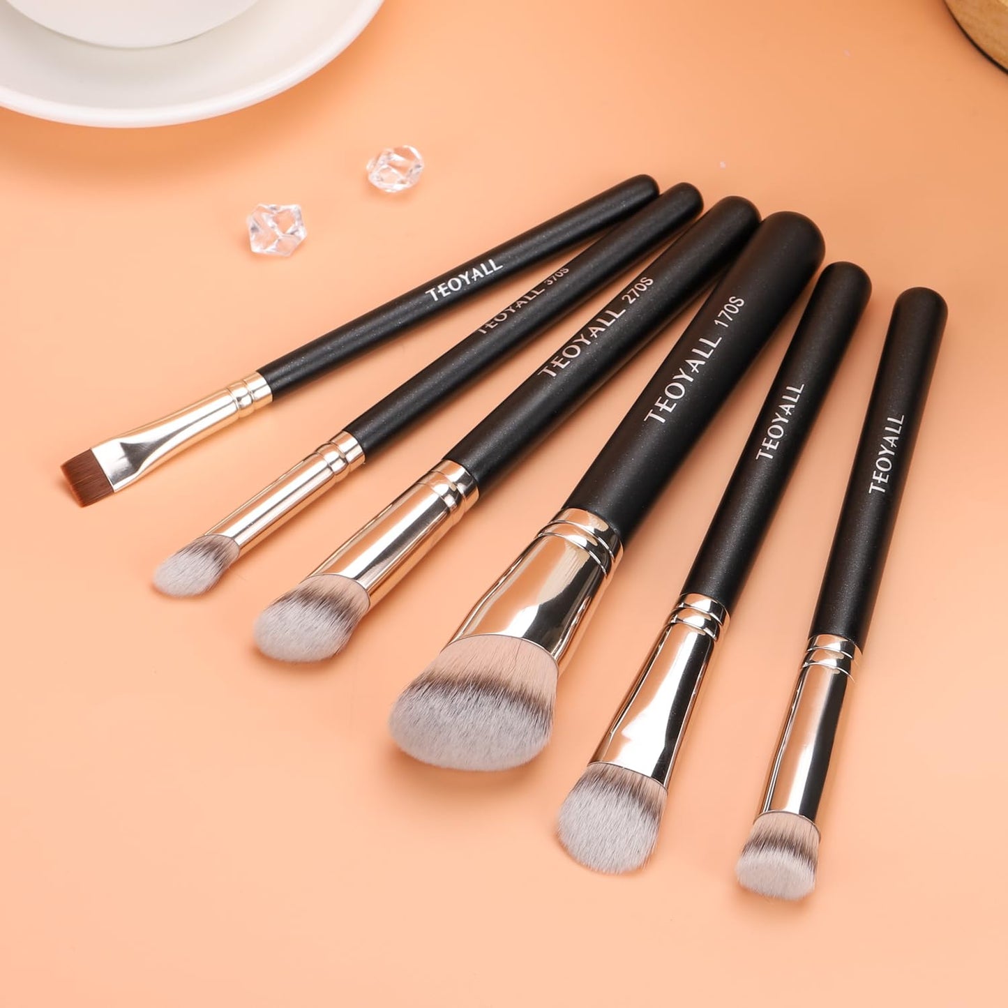 TEOYALL Foundation Contour Conceal Brush Set, 3PCS Angled Synthetic Kabuki Brush for Blending Setting Buffing with Liquid, Cream and Powder Cosmetic (170S/270S/370S) - Maple Wellness Supplements