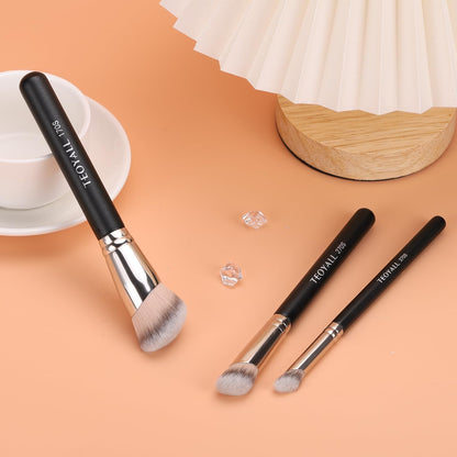 TEOYALL Foundation Contour Conceal Brush Set, 3PCS Angled Synthetic Kabuki Brush for Blending Setting Buffing with Liquid, Cream and Powder Cosmetic (170S/270S/370S) - Maple Wellness Supplements