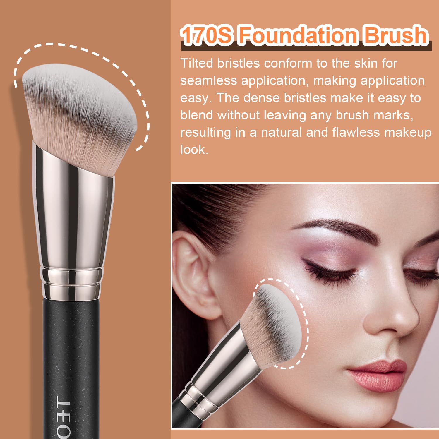 TEOYALL Foundation Contour Conceal Brush Set, 3PCS Angled Synthetic Kabuki Brush for Blending Setting Buffing with Liquid, Cream and Powder Cosmetic (170S/270S/370S) - Maple Wellness Supplements