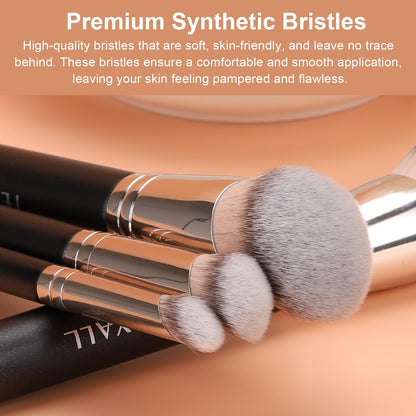 TEOYALL Foundation Contour Conceal Brush Set, 3PCS Angled Synthetic Kabuki Brush for Blending Setting Buffing with Liquid, Cream and Powder Cosmetic (170S/270S/370S) - Maple Wellness Supplements