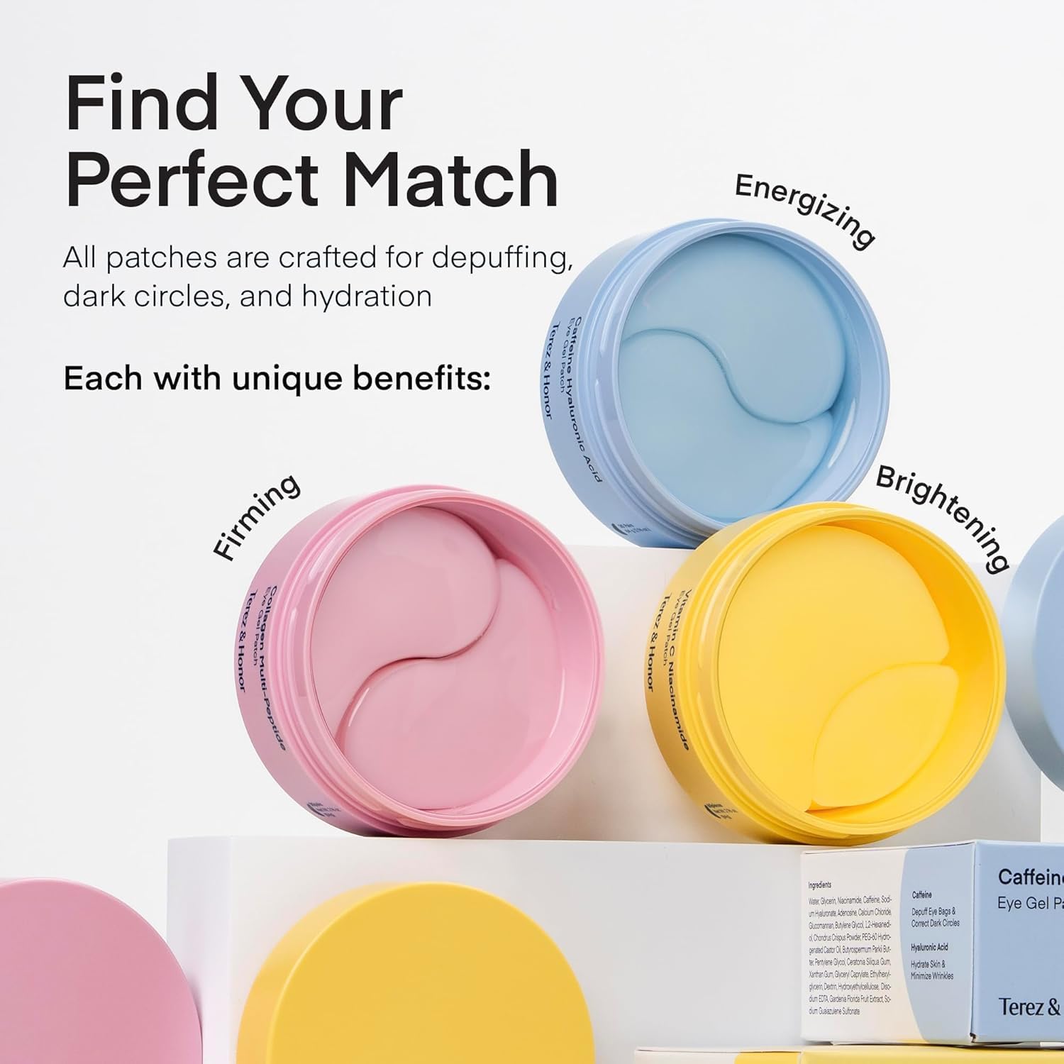 Terez & Honor Under Eye Patches for Dark Circles - 60 Korean Hydrogel Masks for Puffiness - Maple Wellness Supplements