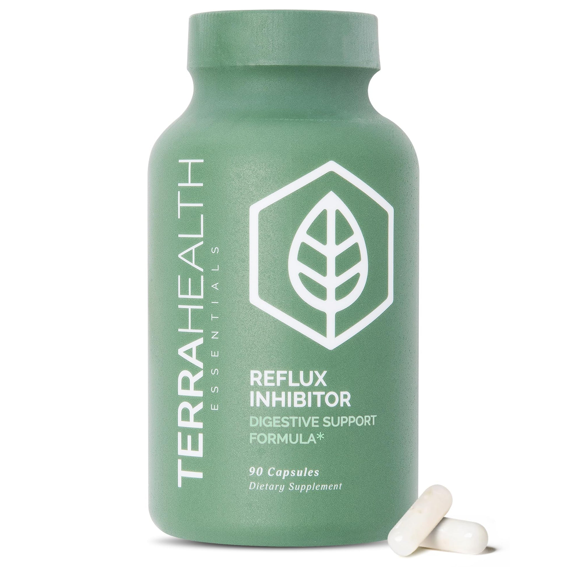 Terra Health Essentials Reflux Inhibitor - Digestive Supplement for Stomach Comfort, Acid Balance & Nutrient Absorption - Betaine HCL with Pepsin - Maple Wellness Supplements