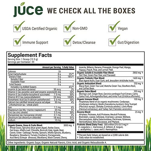 Terra Kai Organics JUCE Green Superfood Powder, Organic Fruits and Veggies Supplement - Maple Wellness Supplements