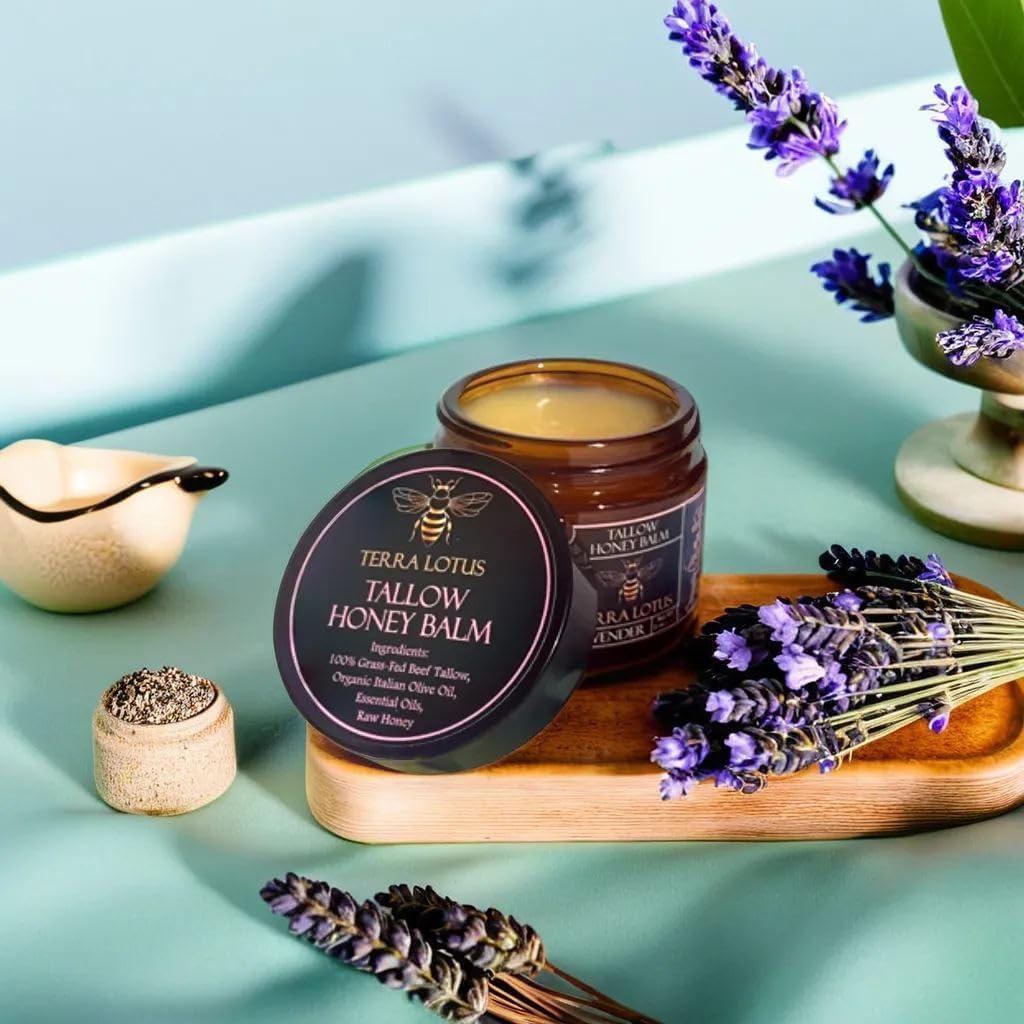 Terra Lotus - Organic Grass-Fed Beef Tallow Balm with Raw Honey - Moisturizing Cream - Maple Wellness Supplements