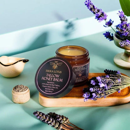 Terra Lotus - Organic Grass-Fed Beef Tallow Balm with Raw Honey - Moisturizing Cream - Maple Wellness Supplements
