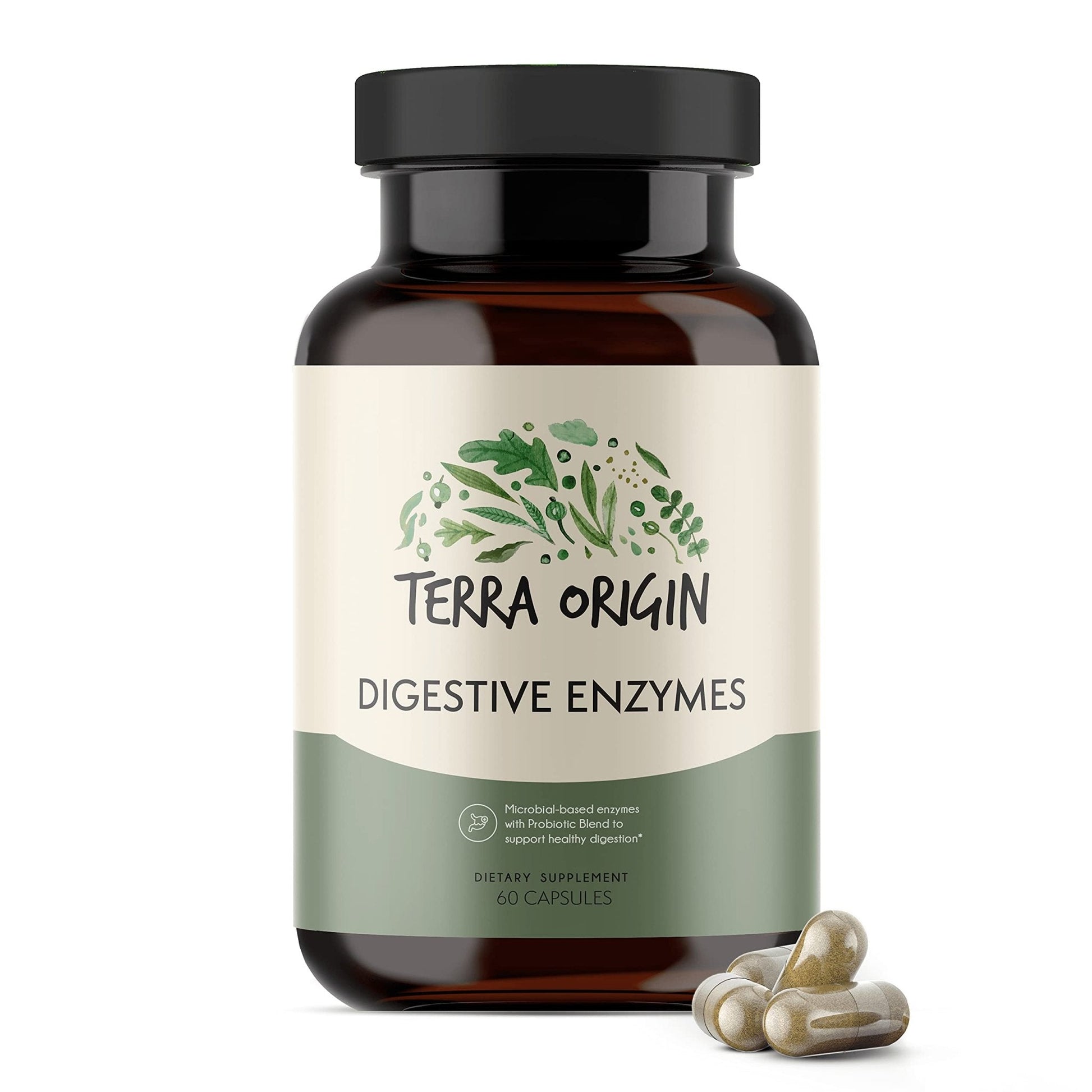 TERRA ORIGIN Digestive Enzymes with Probiotics & Prebiotics | 60 Capsules | Supports Digestive Gut Health | Non GMO, Gluten Free, - Maple Wellness Supplements