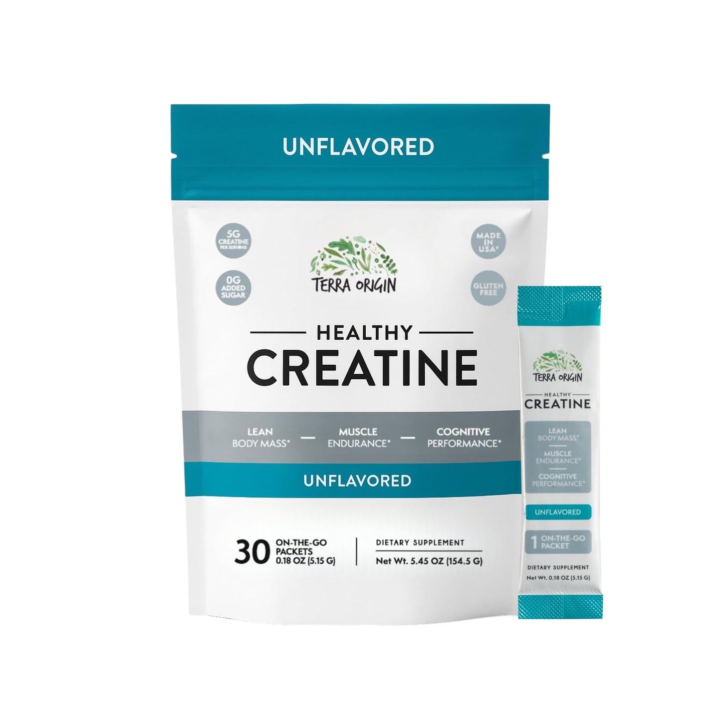 TERRA ORIGIN Healthy Creatine Micronized Monohydrate Powder | 30 Stick Packs | Support for Muscle and Cognitive Performance* | Supplement for Women and Men - Maple Wellness Supplements