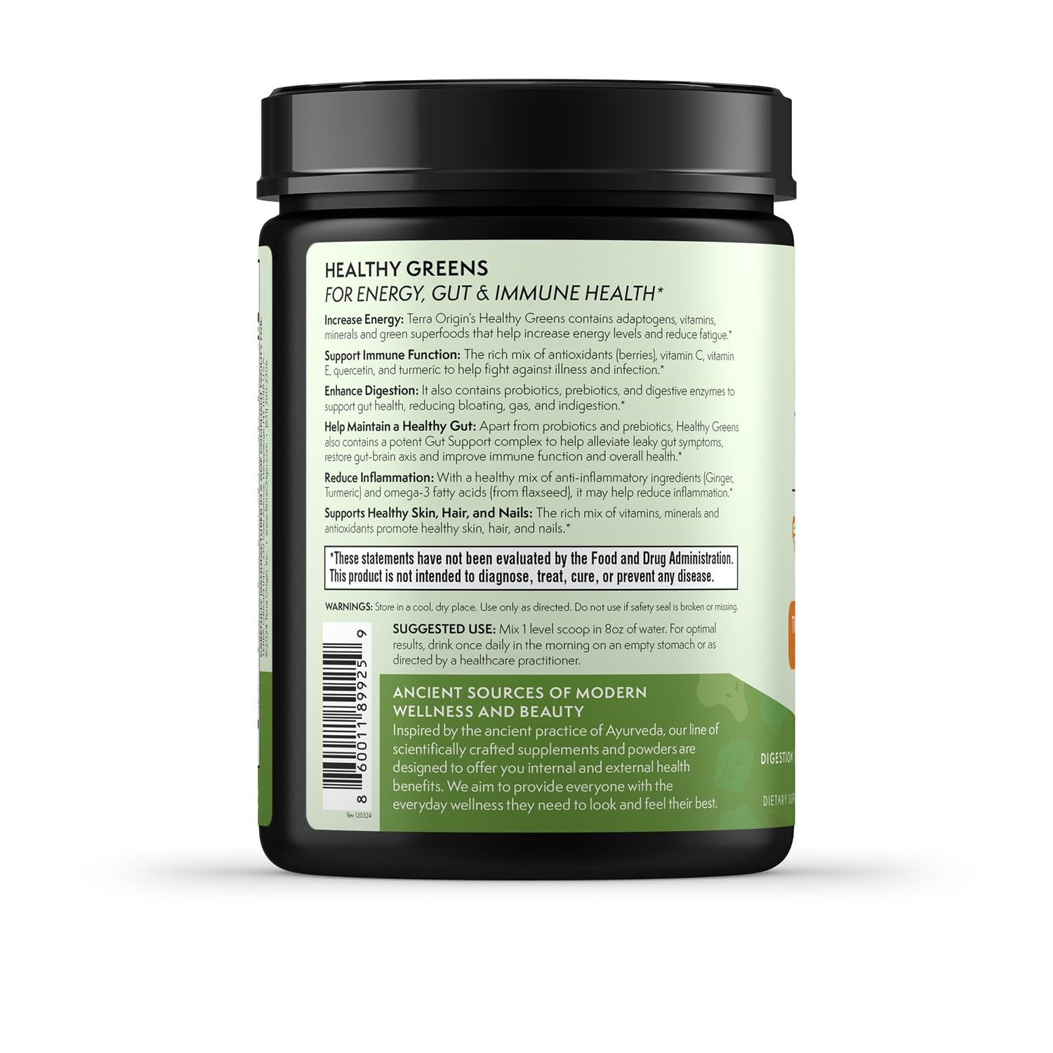 TERRA ORIGIN Healthy Greens Powder Supplement | Superfood Digestive Enzyme & Probiotic Blends | Immune, Gut, and Digestive Support for Women - Maple Wellness Supplements