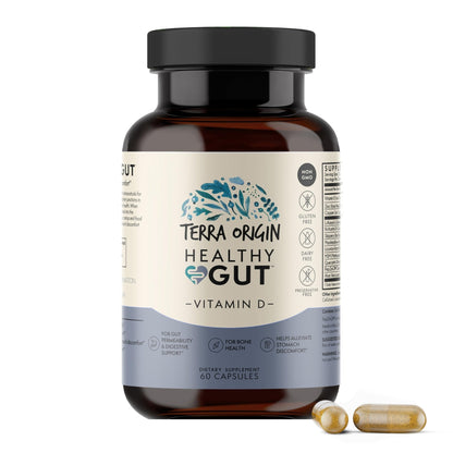 TERRA ORIGIN Healthy Gut with Vitamin D 5000 IU | 60 Capsules | Gut Health Supplements for Men and Women | Supports Digestion and Gas - Maple Wellness Supplements