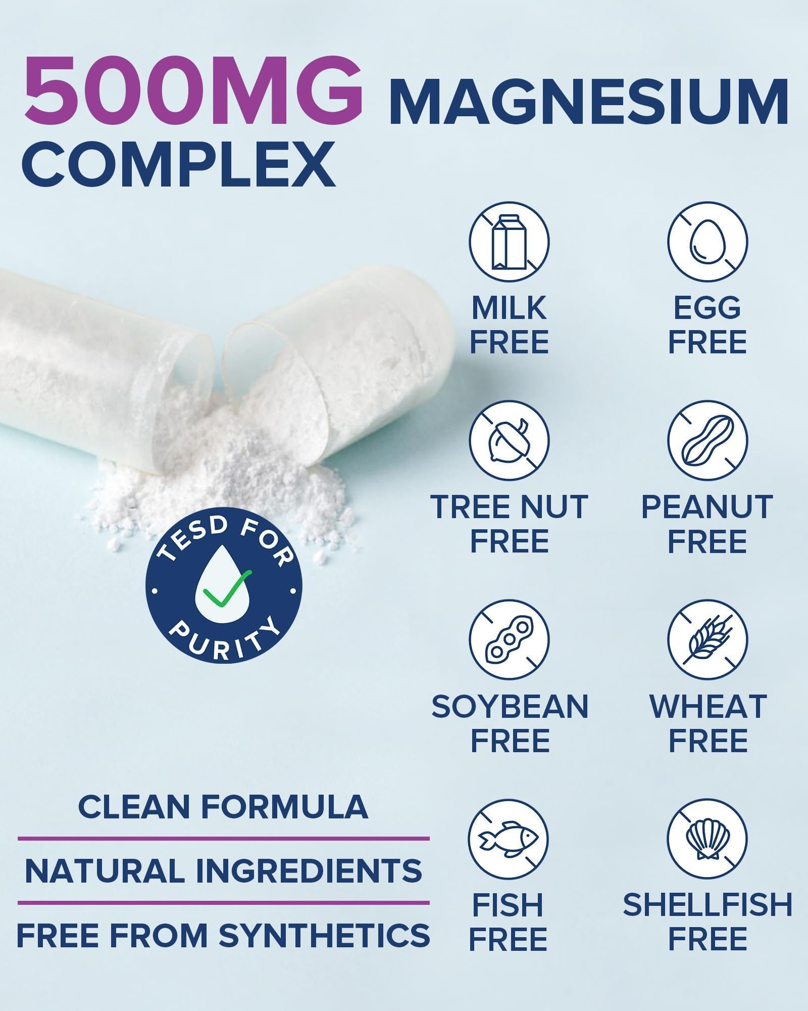 Terranics 5-in-1 Magnesium Complex Supplement 500mg - 5 Forms High Absorption Magnesium Glycinate Citrate Malate Aspartate Gluconate for Sleep Heart Health - Non-GMO 120 Vegan Capsules - Maple Wellness Supplements