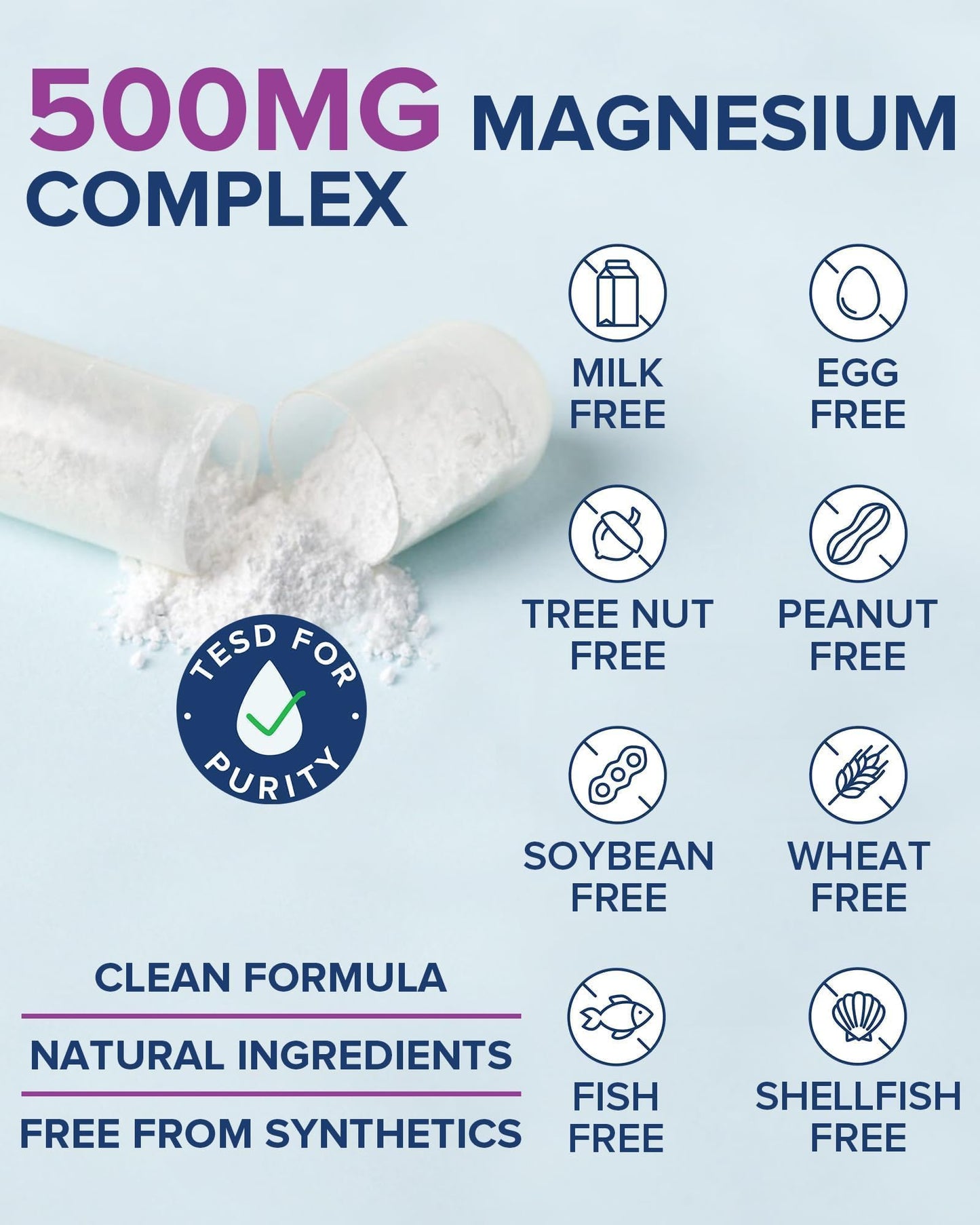 Terranics 5-in-1 Magnesium Complex Supplement 500mg - 5 Forms High Absorption Magnesium Glycinate Citrate Malate Aspartate Gluconate for Sleep Heart Health - Non-GMO 120 Vegan Capsules - Maple Wellness Supplements
