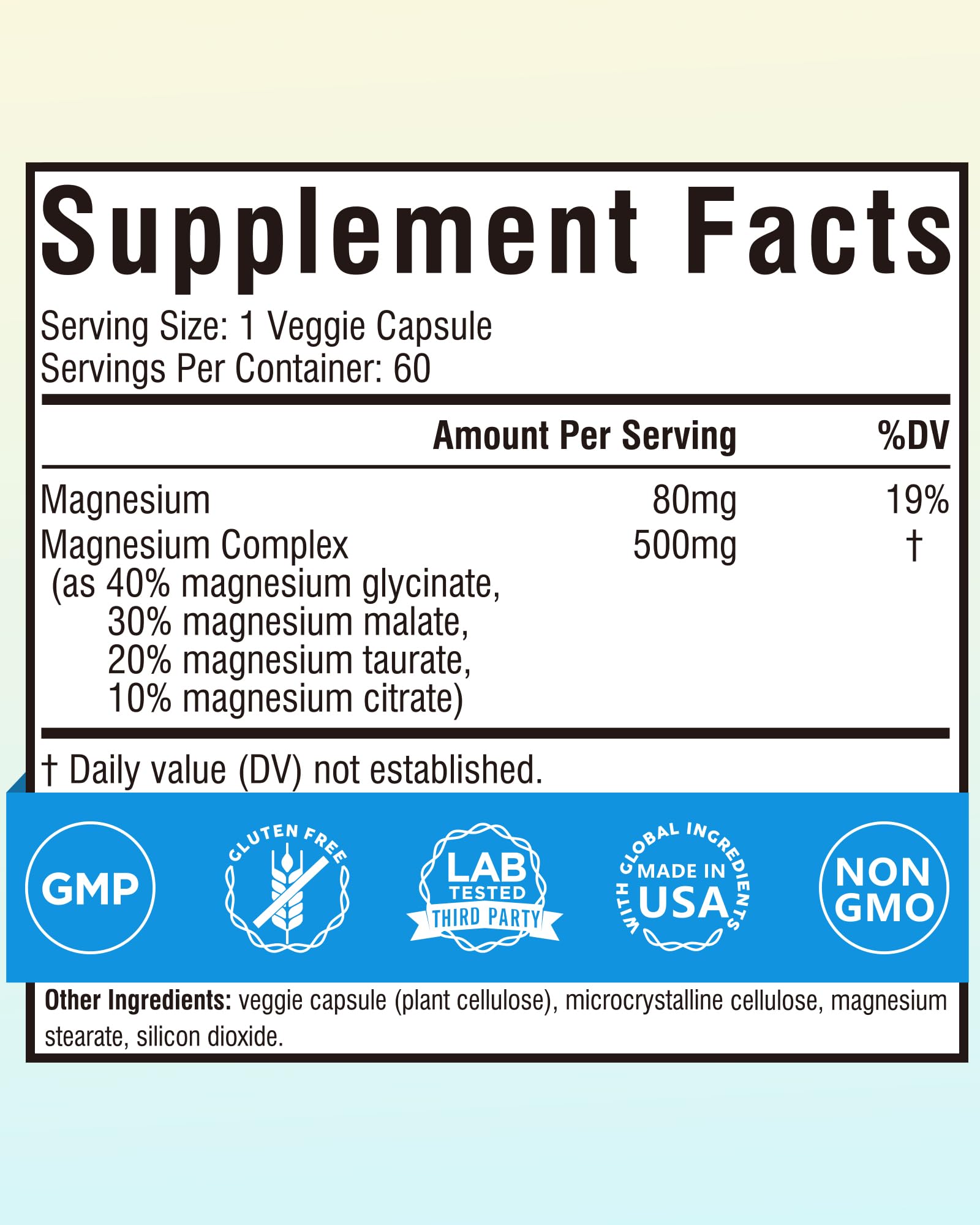 Terranics Magnesium Complex 500mg, Glycinate, Malate, Taurate, Citrate, Chelated Purified Easily Absorbed Magnesium Supplement for Sleep, Heart, Energy, Digestion Support, 60 Capsules - Maple Wellness Supplements
