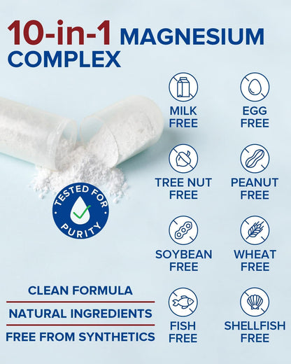 Terranics Magnesium Complex Supplement 420mg, 10-in-1 Full-Spectrum Formula, Glycinate, Citrate, Malate & More, Max Absorption, Bone and Heart Support, 120 Veggie Caps - Maple Wellness Supplements