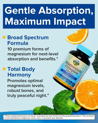 Terranics Magnesium Complex Supplement 420mg, 10-in-1 Full-Spectrum Formula, Glycinate, Citrate, Malate & More, Max Absorption, Bone and Heart Support, 120 Veggie Caps - Maple Wellness Supplements