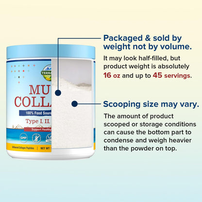 Terranics Multi Collagen Peptides Powder, Type I II III V X Hydrolyzed Collagen for Women+Men, Collagen Supplements, Fast Dissolve - Maple Wellness Supplements