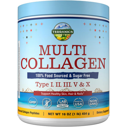 Terranics Multi Collagen Peptides Powder, Type I II III V X Hydrolyzed Collagen for Women+Men, Collagen Supplements, Fast Dissolve - Maple Wellness Supplements
