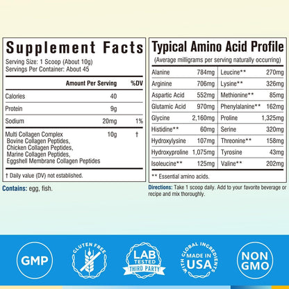 Terranics Multi Collagen Peptides Powder, Type I II III V X Hydrolyzed Collagen for Women+Men, Collagen Supplements, Fast Dissolve - Maple Wellness Supplements