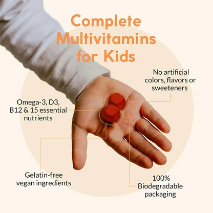 Terraseed Complete Kids Multivitamin Gummies - with Omega 3,6,9, Vitamin B12, Folic Acid, Iodine, Vitamin C, Zinc - Kids Daily Essential Vitamins - Maple Wellness Supplements