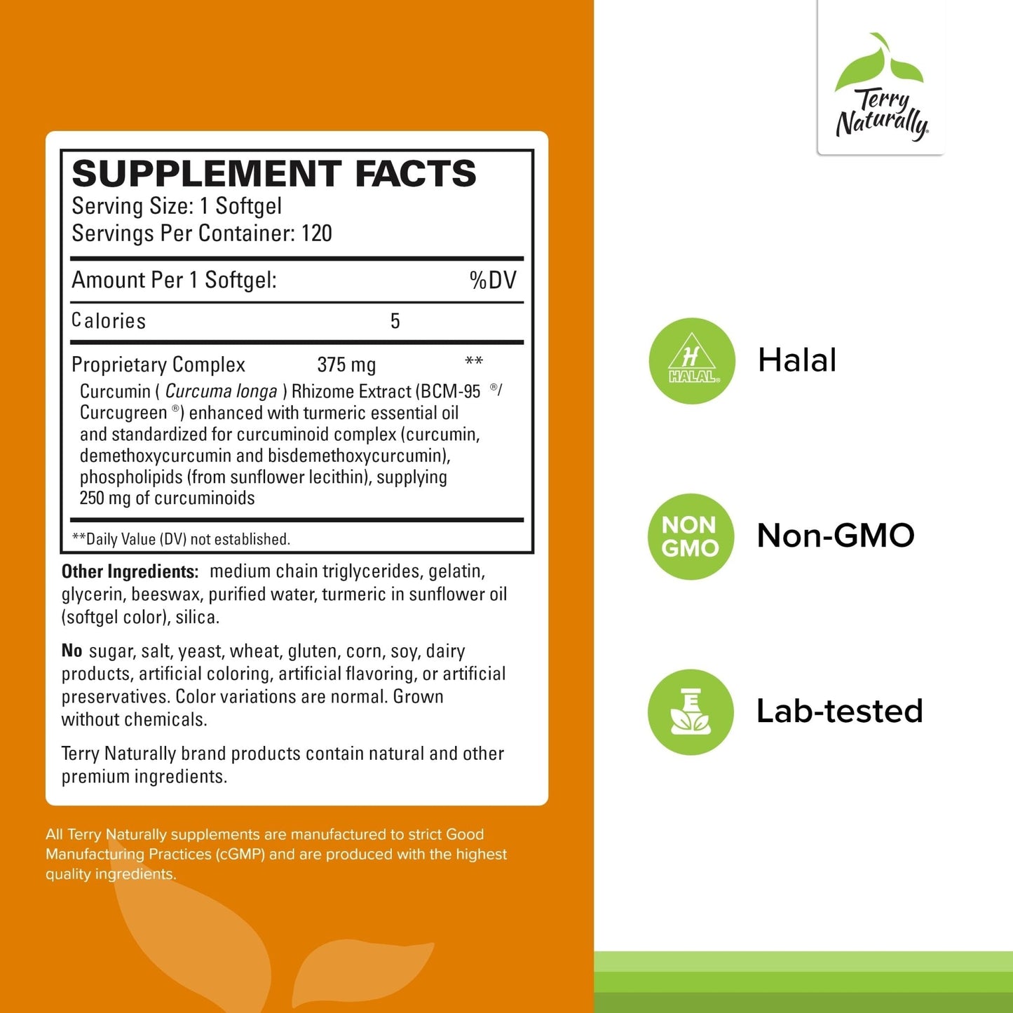 Terry Naturally CuraMed 375mg - Antioxidant Supplement for Brain & Immune Health Support - Dietary Supplement with Curcumin & Turmeric Essential Oil - Herbal Liver Support - 120 Softgels - Maple Wellness Supplements