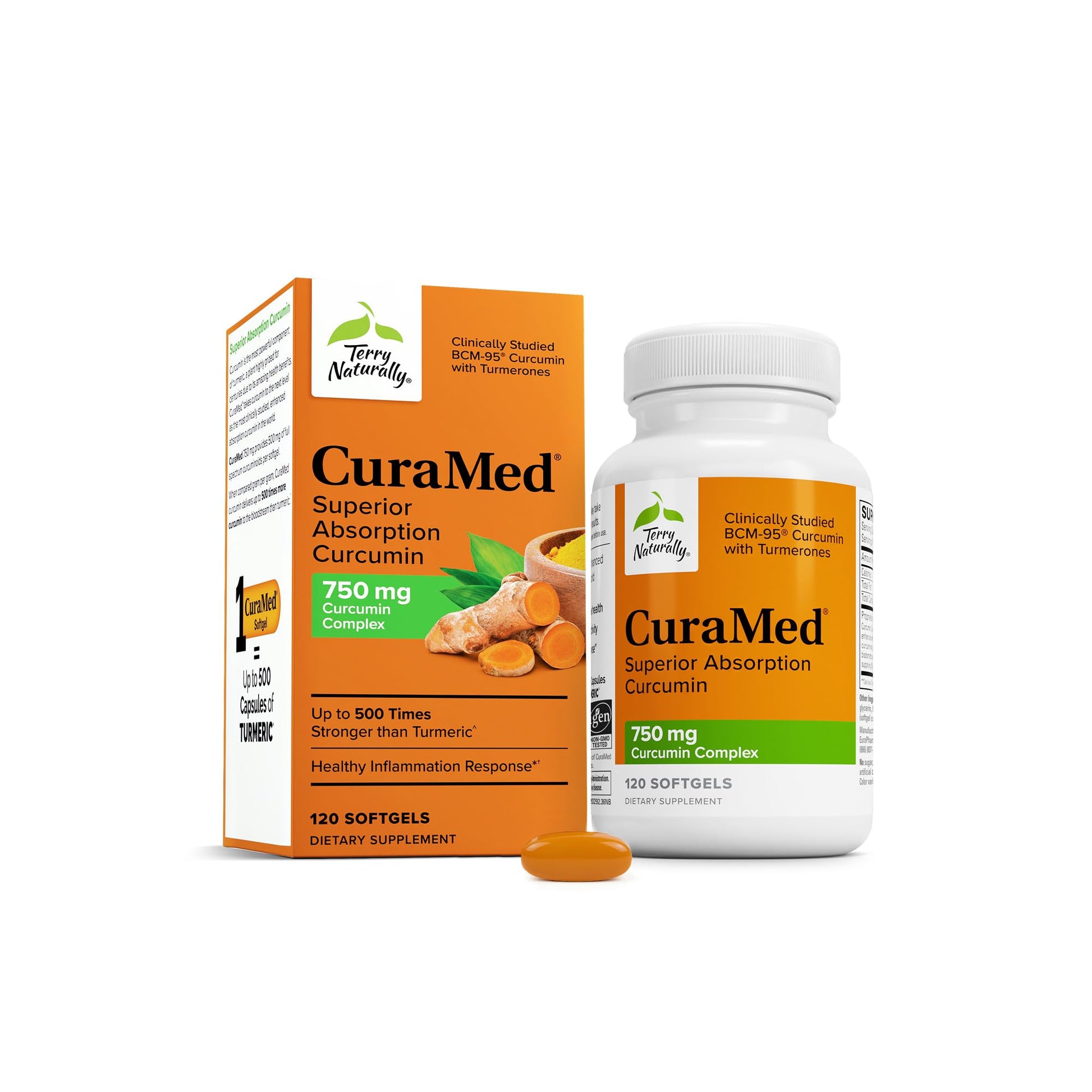 Terry Naturally CuraMed 750 mg - Antioxidant Supplement for Brain & Heart Health Support - Supplement with High-Potency Curcumin Complex - Kidney, Liver - Maple Wellness Supplements