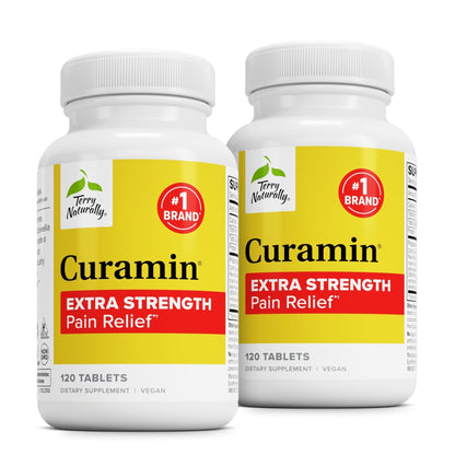 Terry Naturally Curamin Extra Strength - Curcumin & Boswellia for Healthy Circulation Support - Turmeric Supplement to Aid Joints, Muscle Health & Endorphin Production - 120 Tablets (Pack of 2) - Maple Wellness Supplements