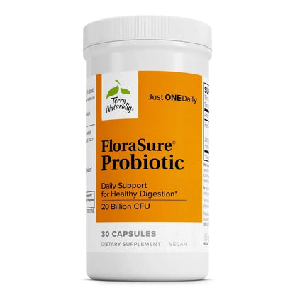 Terry Naturally FloraSure Probiotic - Digestion Supplement to Aid Against Occasional Bloating & Support Gas Relief - Gut Health Support Supplement with Bifidobacterium Bifidum - 30 Capsules - Maple Wellness Supplements