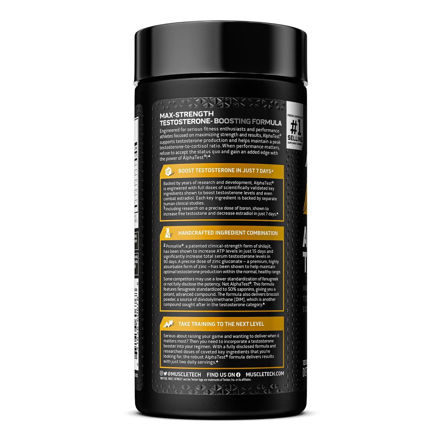 Testosterone Booster for Men, MuscleTech AlphaTest, Tribulus Terrestris & Boron Suppleme - Maple Wellness Supplements
