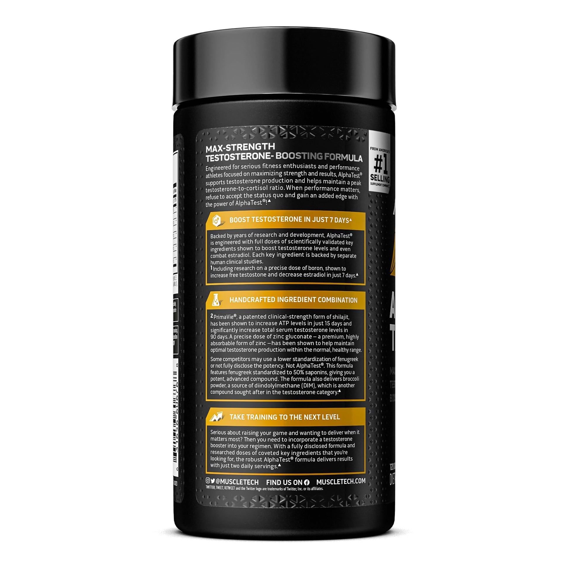 Testosterone Booster for Men, MuscleTech AlphaTest, Tribulus Terrestris & Boron Suppleme - Maple Wellness Supplements