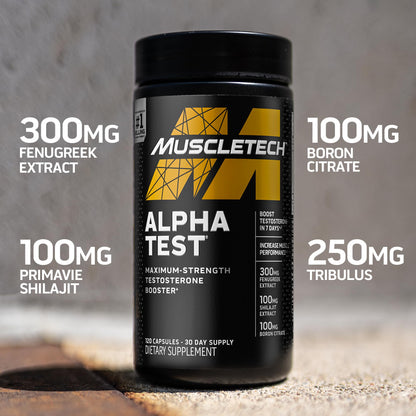 Testosterone Booster for Men, MuscleTech AlphaTest, Tribulus Terrestris & Boron Suppleme - Maple Wellness Supplements