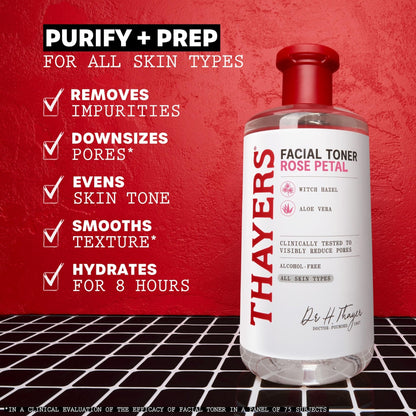 THAYERS Alcohol-Free Rose Petal Witch Hazel Facial Toner for Glowing Skin, Soothing - Maple Wellness Supplements