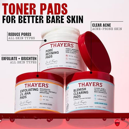 Thayers Blemish Clearing Acne Pads, Salicylic Acid Acne Treatment for Face, Pore Reducing, Exfoliating - Maple Wellness Supplements