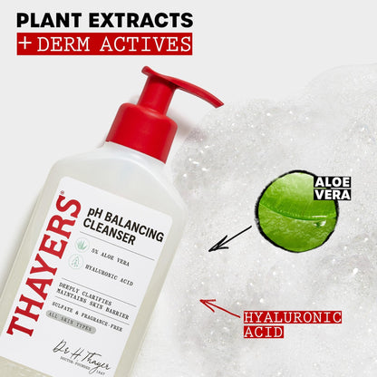 THAYERS pH Balancing Daily Cleanser, Face Wash with Aloe Vera, Gentle and Hydrating Skin Care for Dry, Oily, or Acne Prone Skin, 8 FL Oz. - Maple Wellness Supplements
