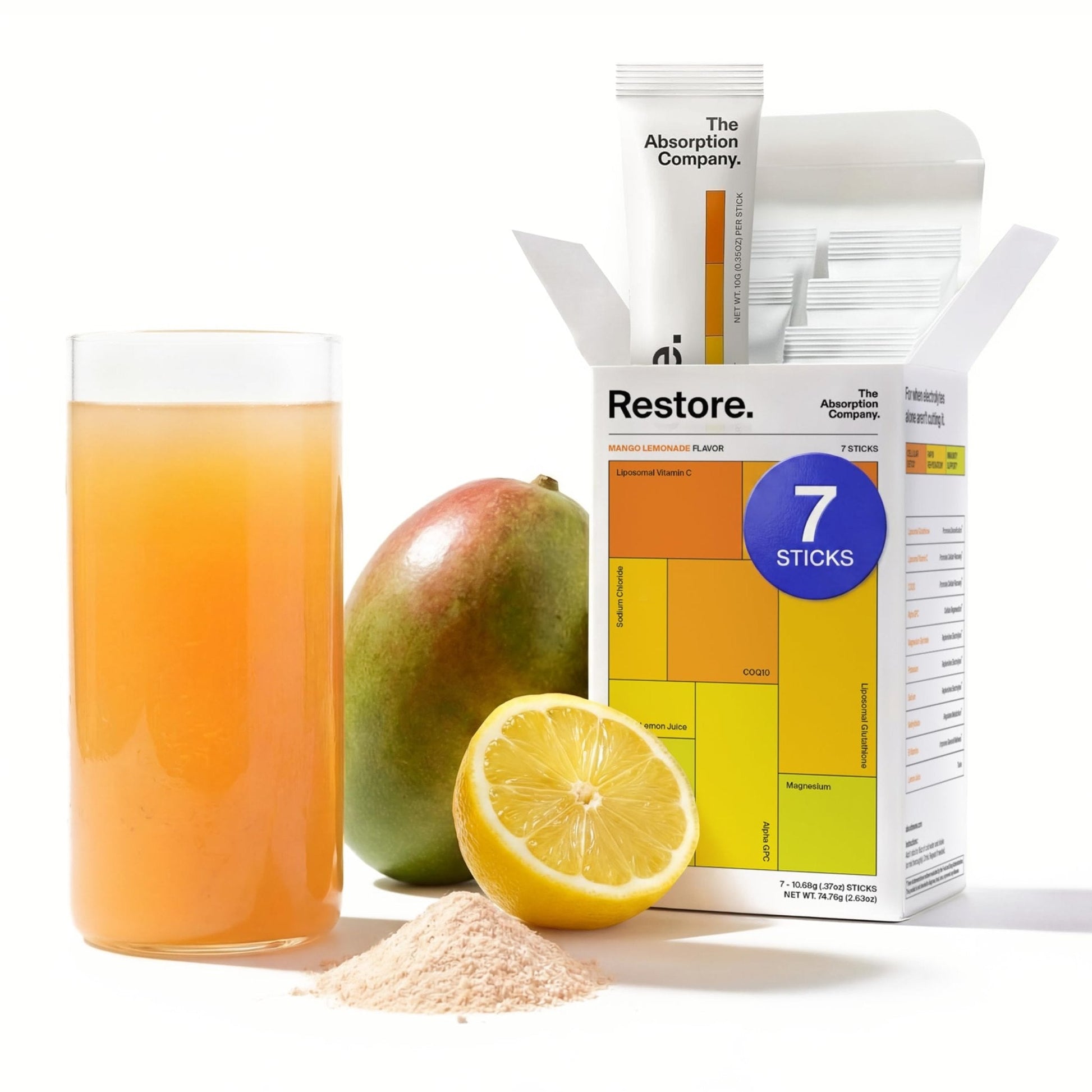 The Absorption Company Electrolyte Powder Packets - Workout Recovery & Hydration Drink Mix with Liposomal Glutathione, Vitamin C & Methylated B Vitamins - Maple Wellness Supplements