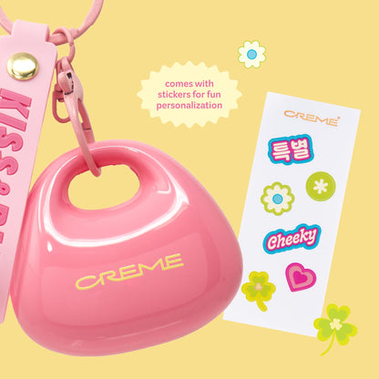 The Crème Shop Kiss & Blush Tinted Lip Balm & Blush, Korean Makeup for Lips & Cheeks, Cute Charm Key Chain, Hydrating, Long Lasting Tint, Aloe, Squalane (Cherry Squeeze) - Maple Wellness Supplements