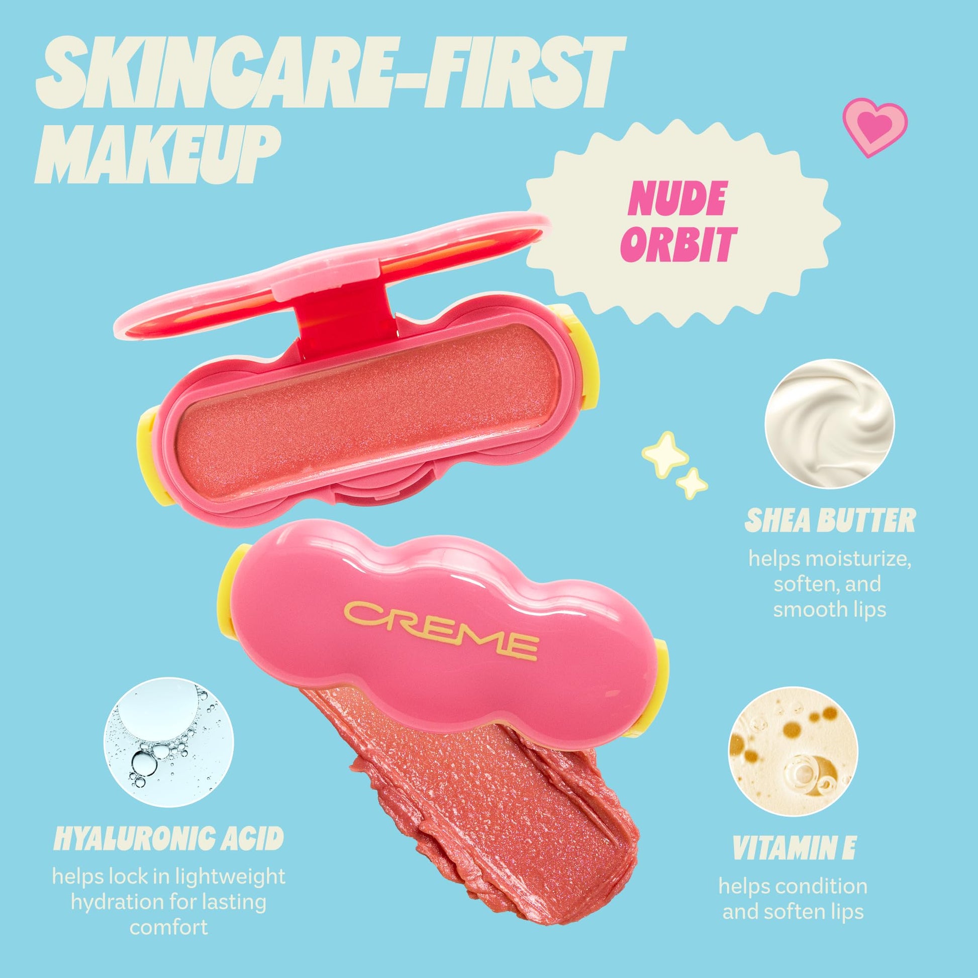 The Crème Shop Shimmer Pop Clip-On Lip Gloss | Korean Makeup, Cute Clip Accessory, Hydrating, Non-Sticky, Shea Butter, Hyaluronic Acid, Vitamine E- Nude Orbit - Maple Wellness Supplements