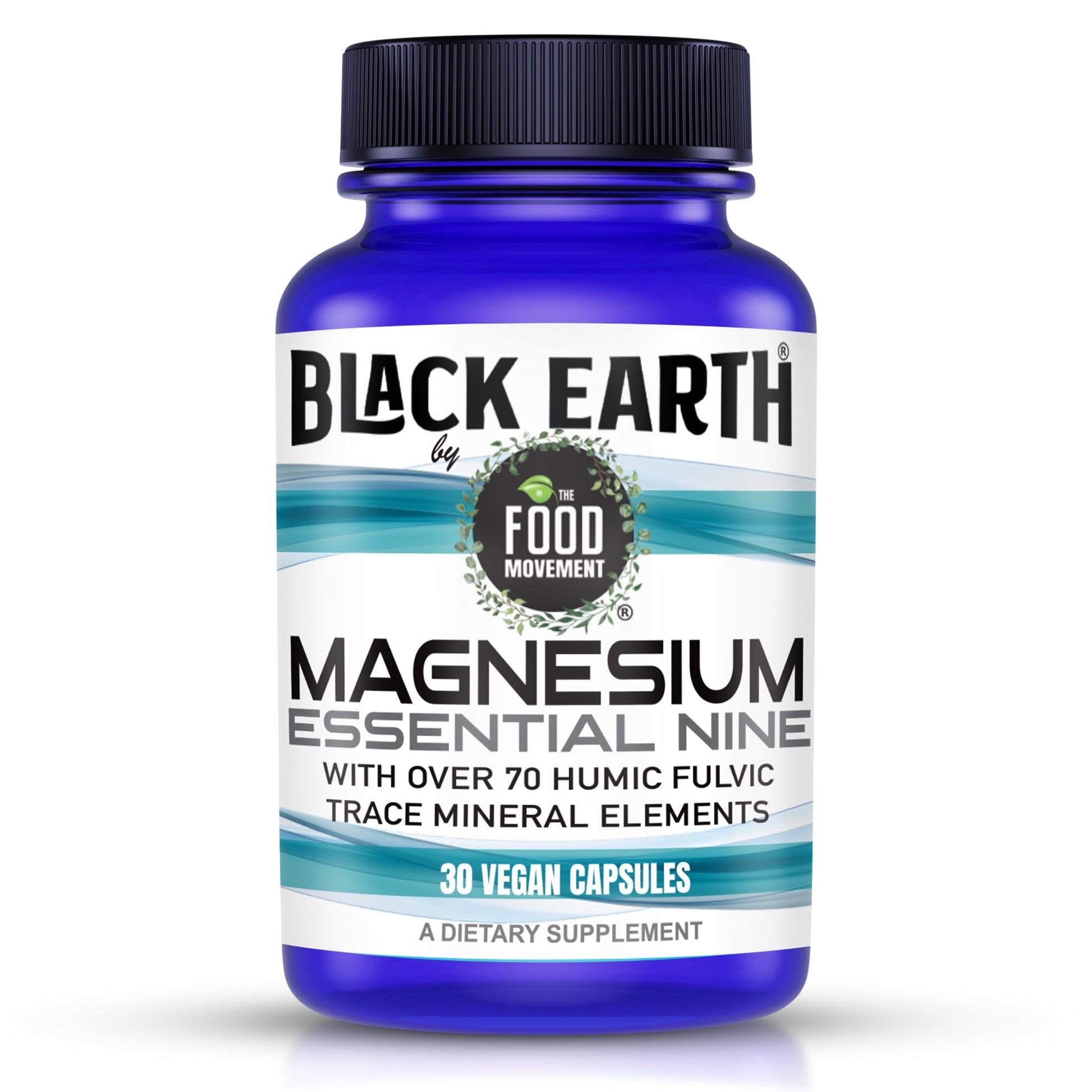 The Food Movement Co. Black Earth Magnesium Essential Nine - Vegan Capsules with Magnesium Glycinate, Citrate, Malate and More - 9 Bioactive Forms for Optimal Health (30 Count) - Maple Wellness Supplements