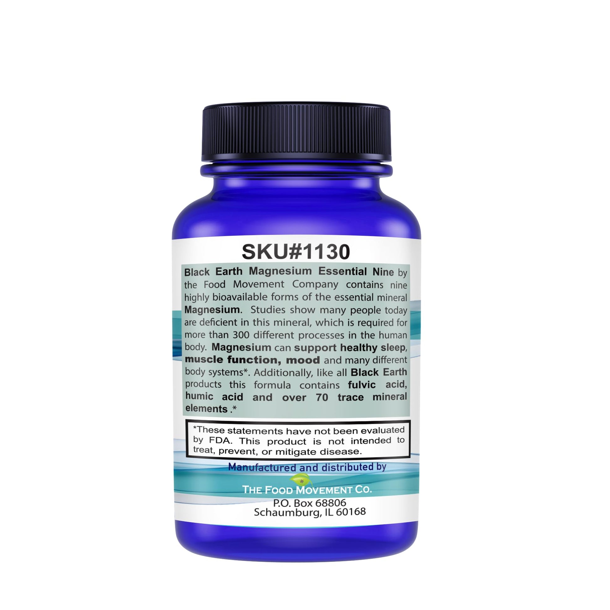 The Food Movement Co. Black Earth Magnesium Essential Nine - Vegan Capsules with Magnesium Glycinate, Citrate, Malate and More - 9 Bioactive Forms for Optimal Health (30 Count) - Maple Wellness Supplements