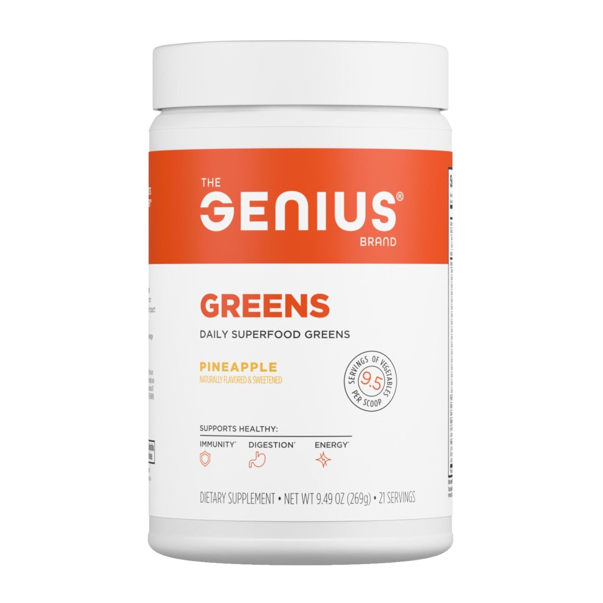 The Genius Brand Daily Superfood Greens - Organic Plant-Based Powder - Pineapple Flavor - Whole Food Blend with Greens, Fruits & Veggies - 30 Serving - Maple Wellness Supplements