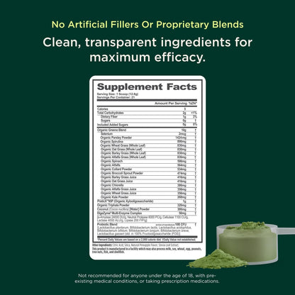 The Genius Brand Daily Superfood Greens - Organic Plant-Based Powder - Pineapple Flavor - Whole Food Blend with Greens, Fruits & Veggies - 30 Serving - Maple Wellness Supplements