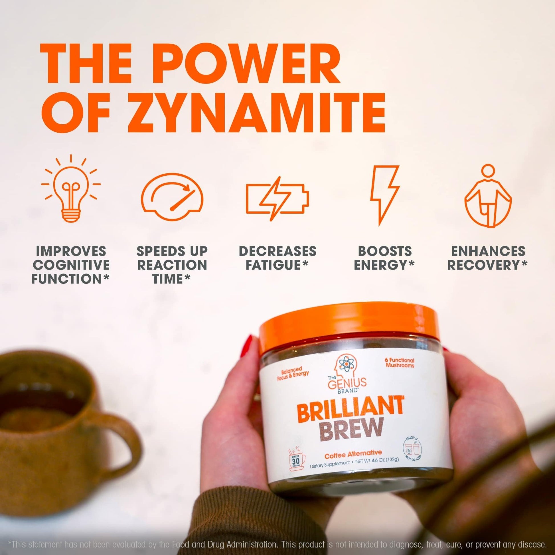 The Genius Brand Genius Brilliant Brew - Natural Coffee Substitute for Clear Thinking, Energy & Immune Support - No Crash or Jitters - Powered by Nootropics - Non-GMO - 30 Servings - Sweet Cocoa - Maple Wellness Supplements