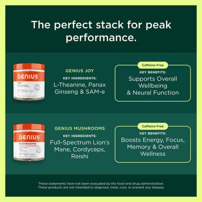 The Genius Brand Genius Eternal - Cellular Repair Supplement for Daily Clarity - Supports Brain Health, Endurance, Energy, Focus, Memory & Vitality - Non-GMO - 60 Veggie Capsules - Maple Wellness Supplements