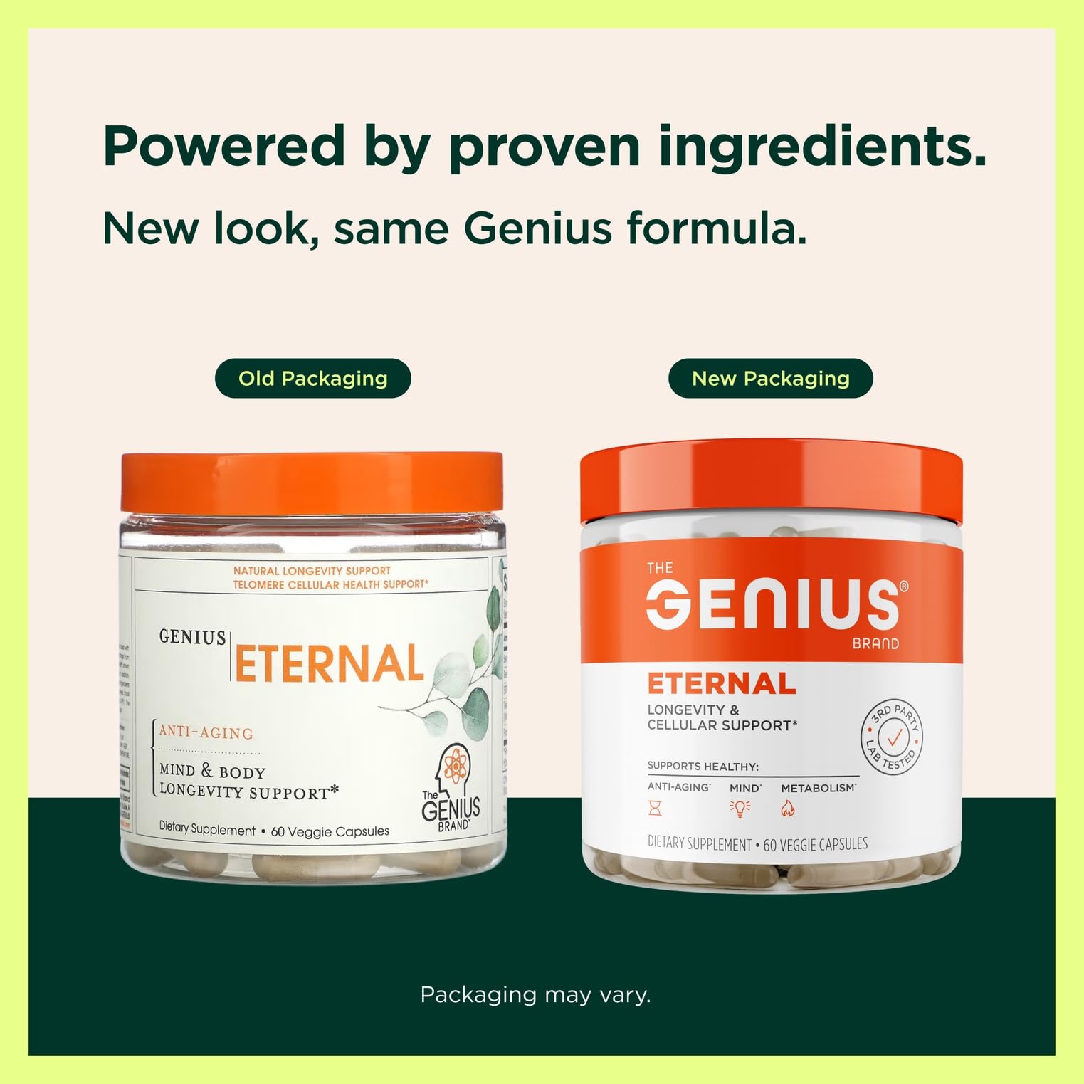 The Genius Brand Genius Eternal - Cellular Repair Supplement for Daily Clarity - Supports Brain Health, Endurance, Energy, Focus, Memory & Vitality - Non-GMO - 60 Veggie Capsules - Maple Wellness Supplements