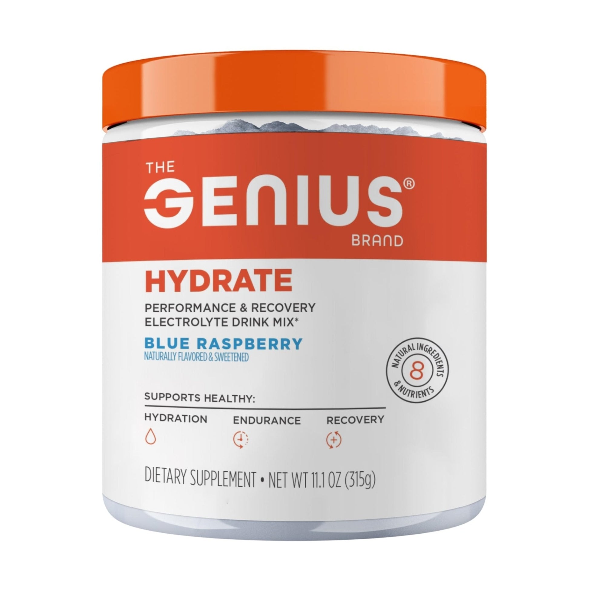 The Genius Brand Genius Hydrate - Electrolyte Supplement for Daily Hydration - Coconut Water - Sugar-Free - 8 Essential Minerals & Nutrients - Non-GMO - Blue Raspberry - 50 Servings - Maple Wellness Supplements
