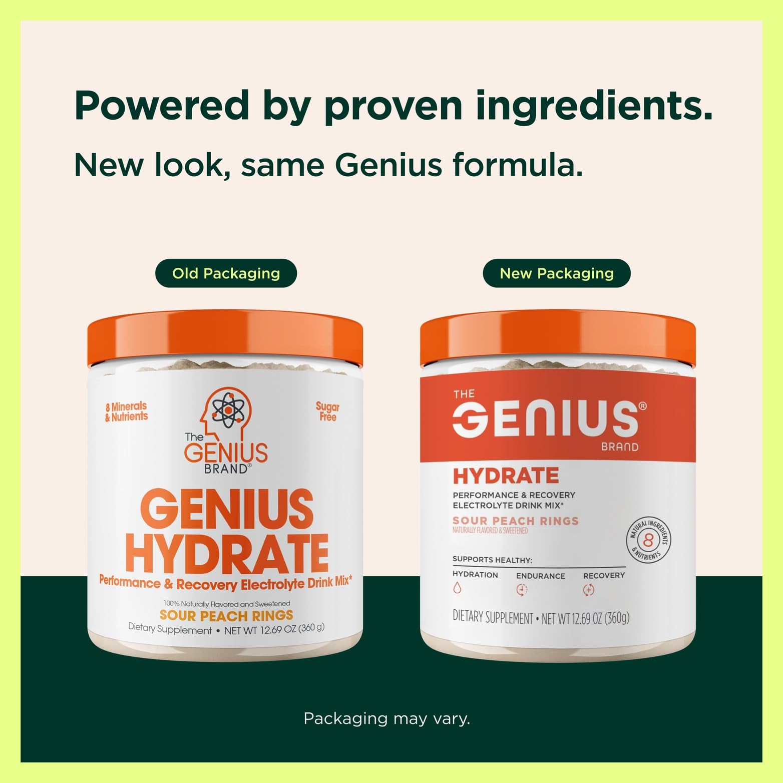 The Genius Brand Genius Hydrate - Electrolyte Supplement for Daily Hydration - Coconut Water - Sugar-Free - 8 Essential Minerals & Nutrients - Non-GMO - Sour Peach Rings - 50 Servings - Maple Wellness Supplements